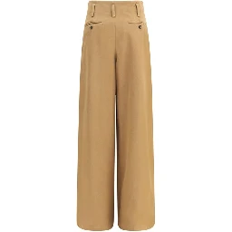 Beige Cotton Casual Pants