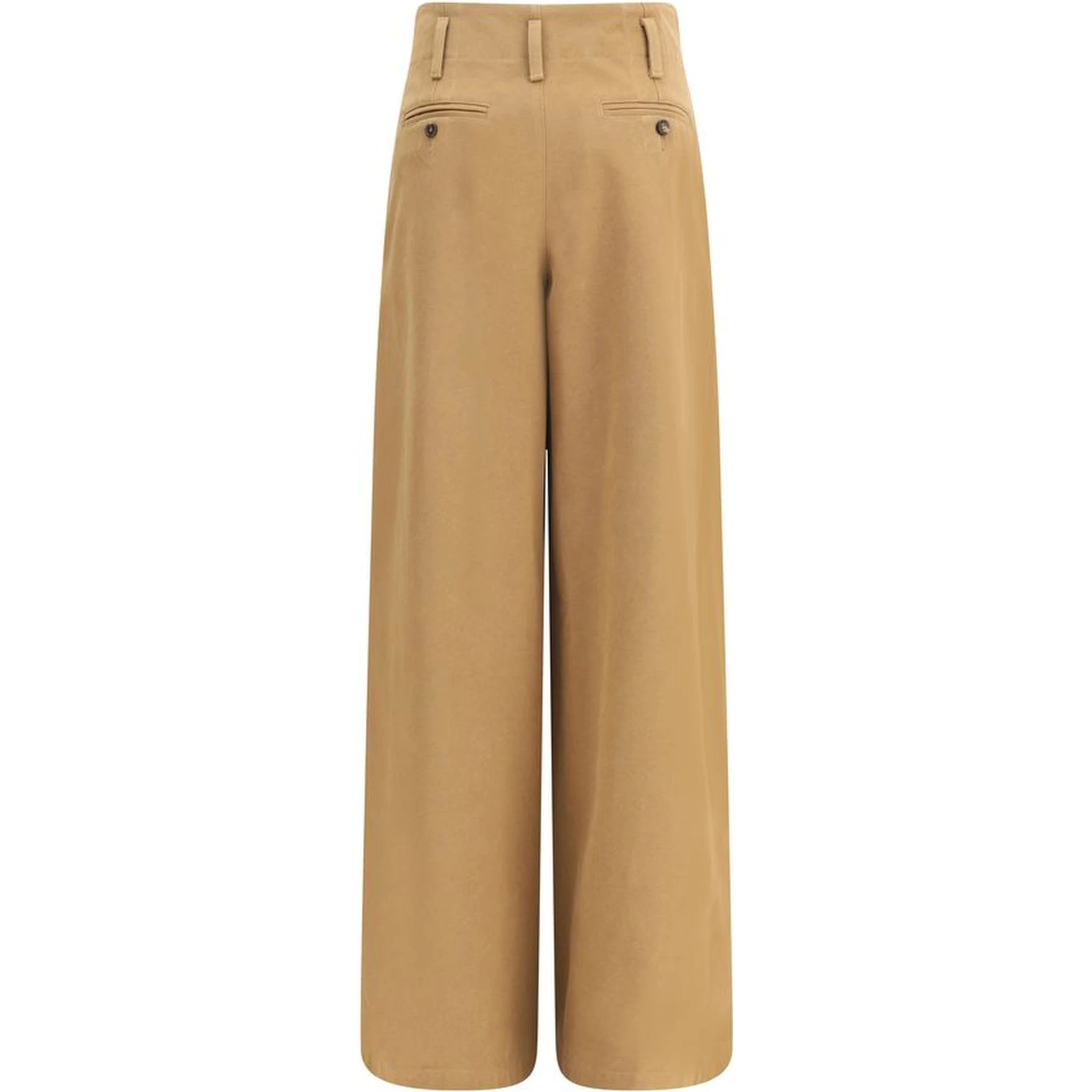 Beige Cotton Casual Pants