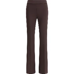 Brown Elastane Flared Pants