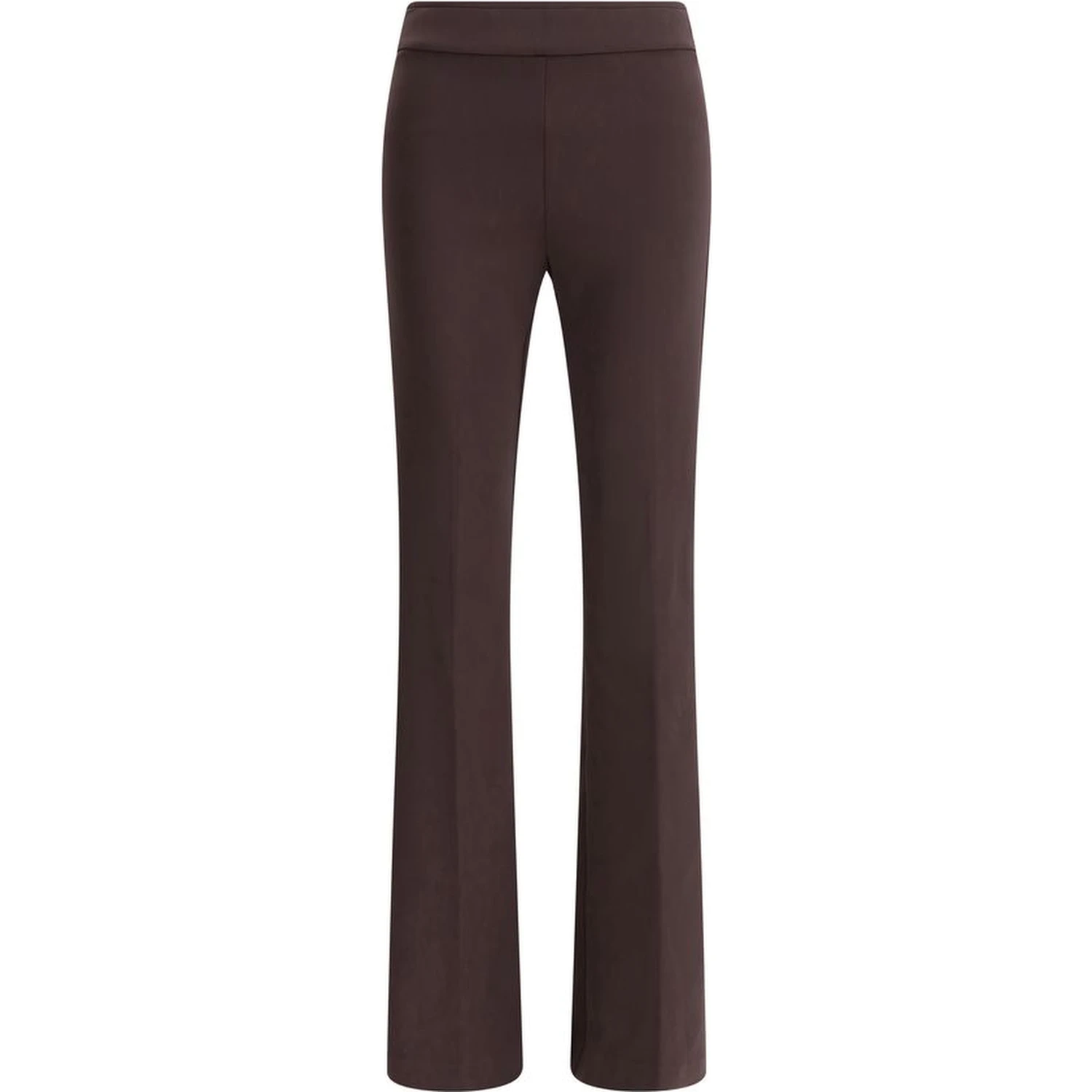 Brown Elastane Flared Pants