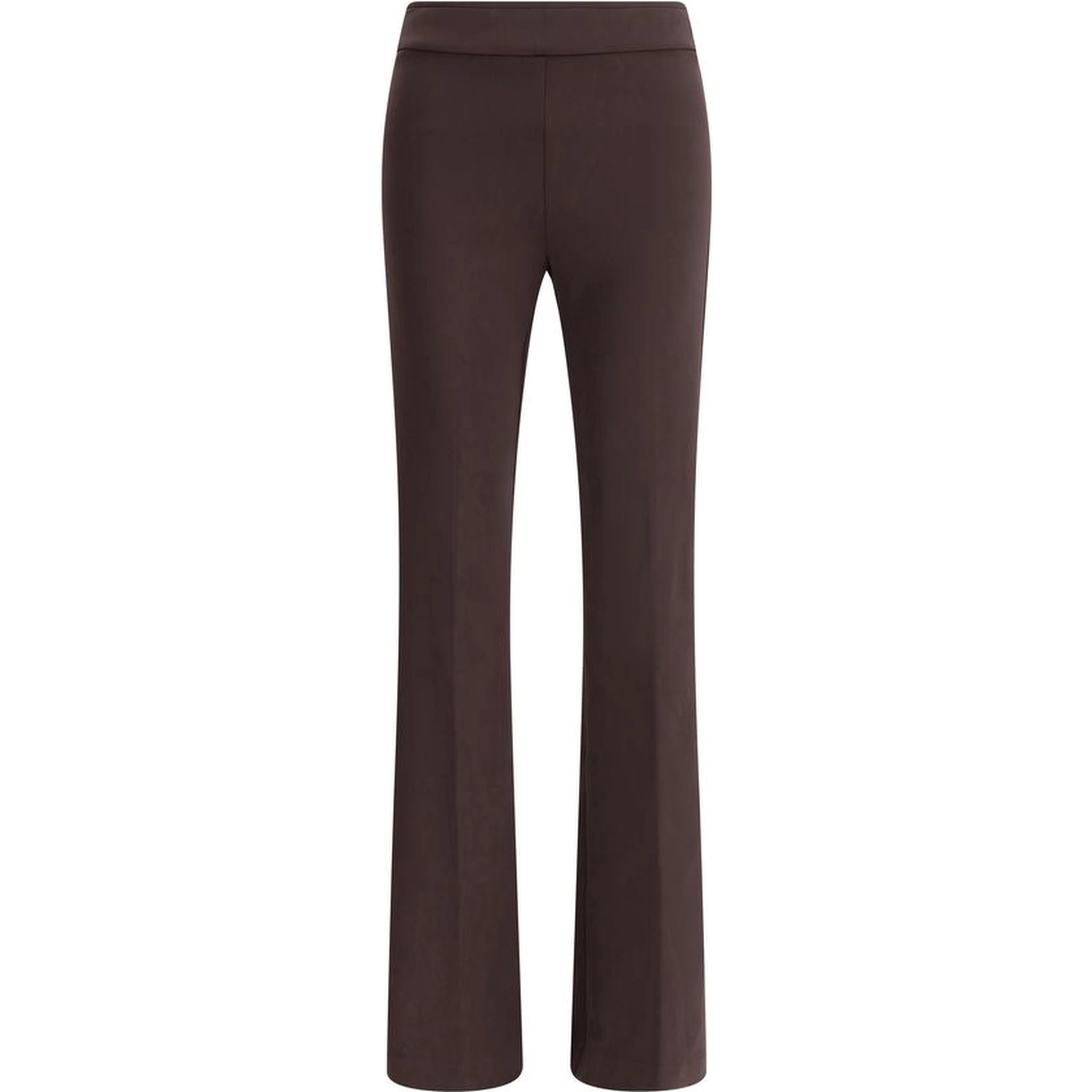 Brown Elastane Flared Pants