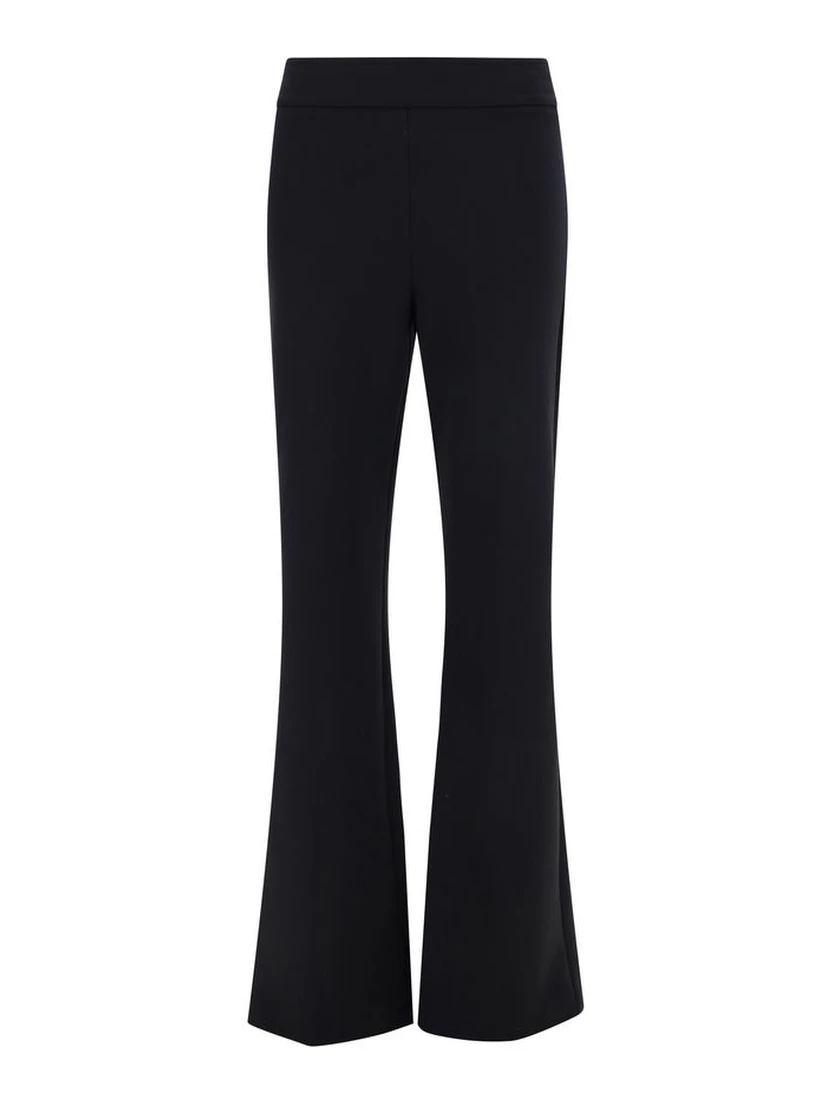 Black Elastane Flared Pants