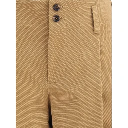 Beige Cotton Casual Pants