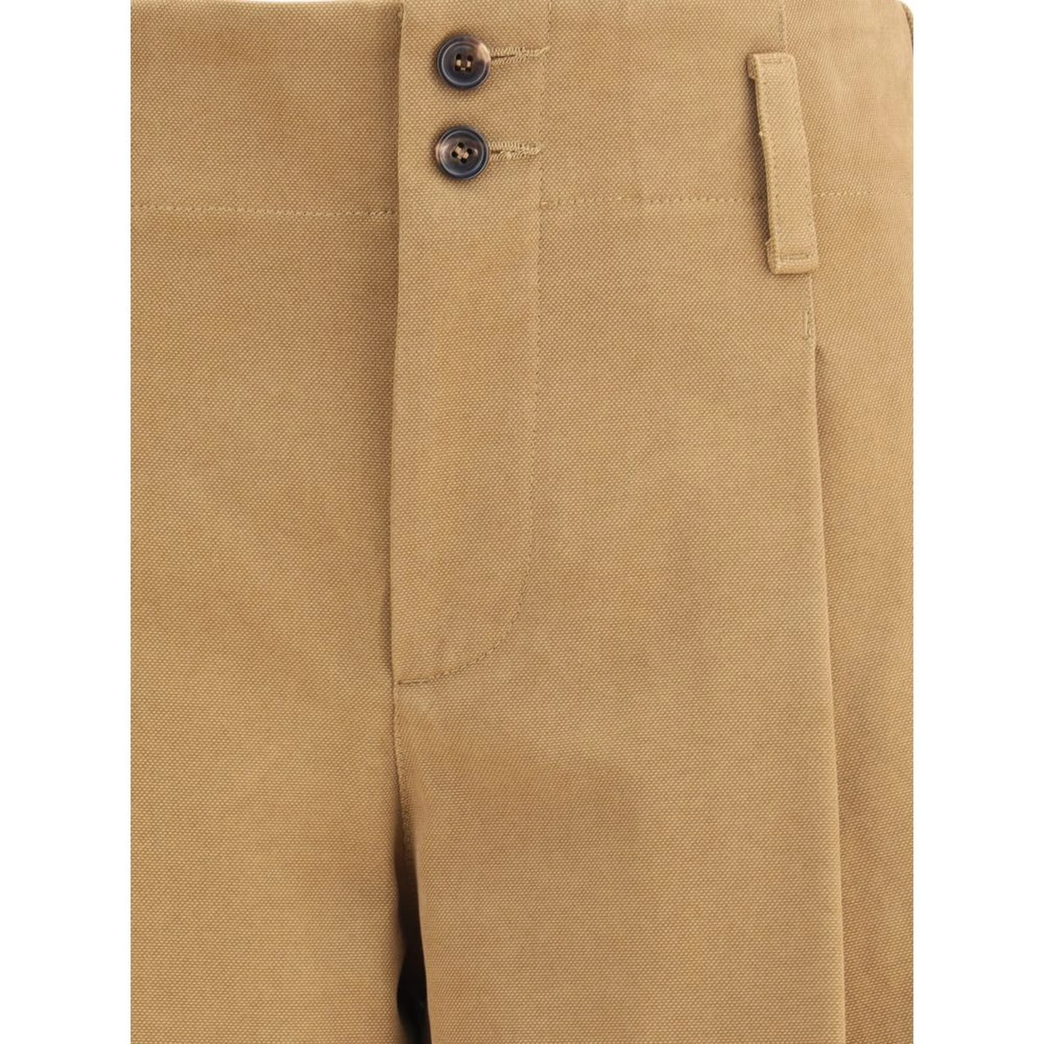 Beige Cotton Casual Pants