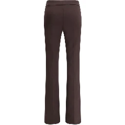 Brown Elastane Flared Pants
