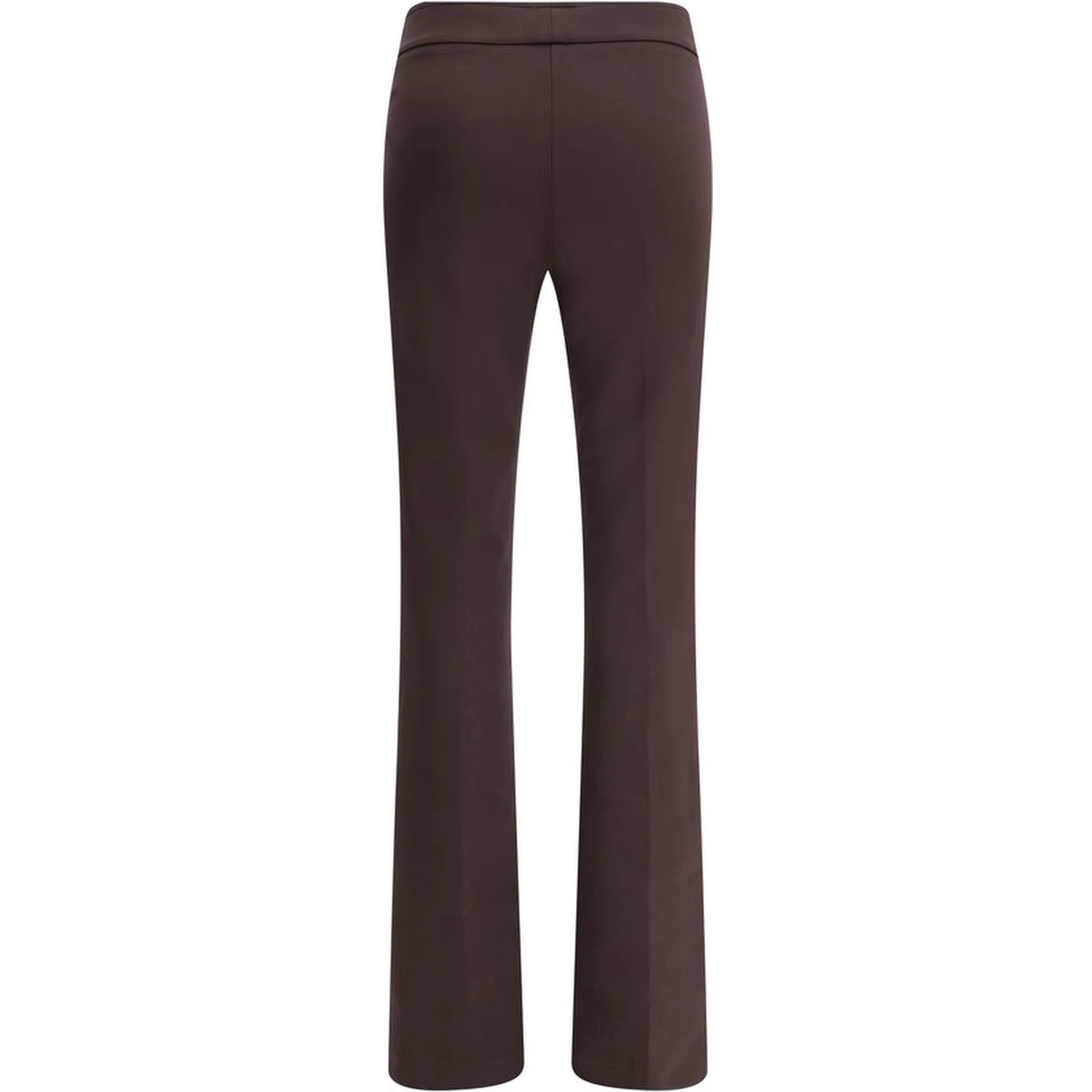 Brown Elastane Flared Pants