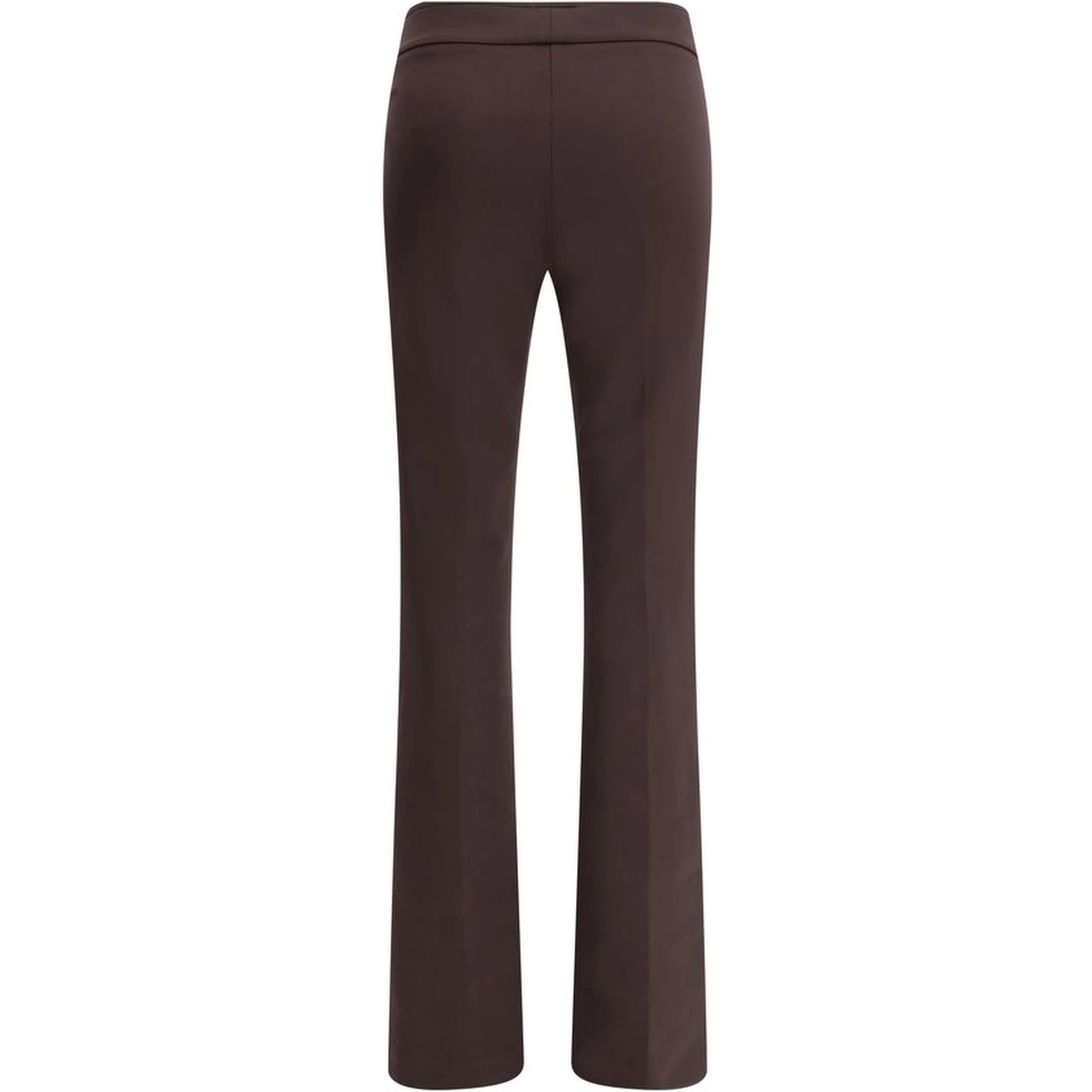 Brown Elastane Flared Pants
