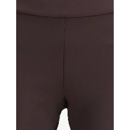 Brown Elastane Flared Pants