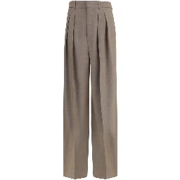Beige Wool Casual Pants