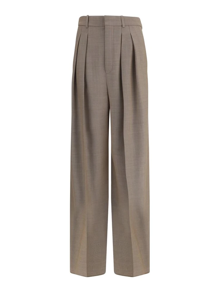 Beige Wool Casual Pants