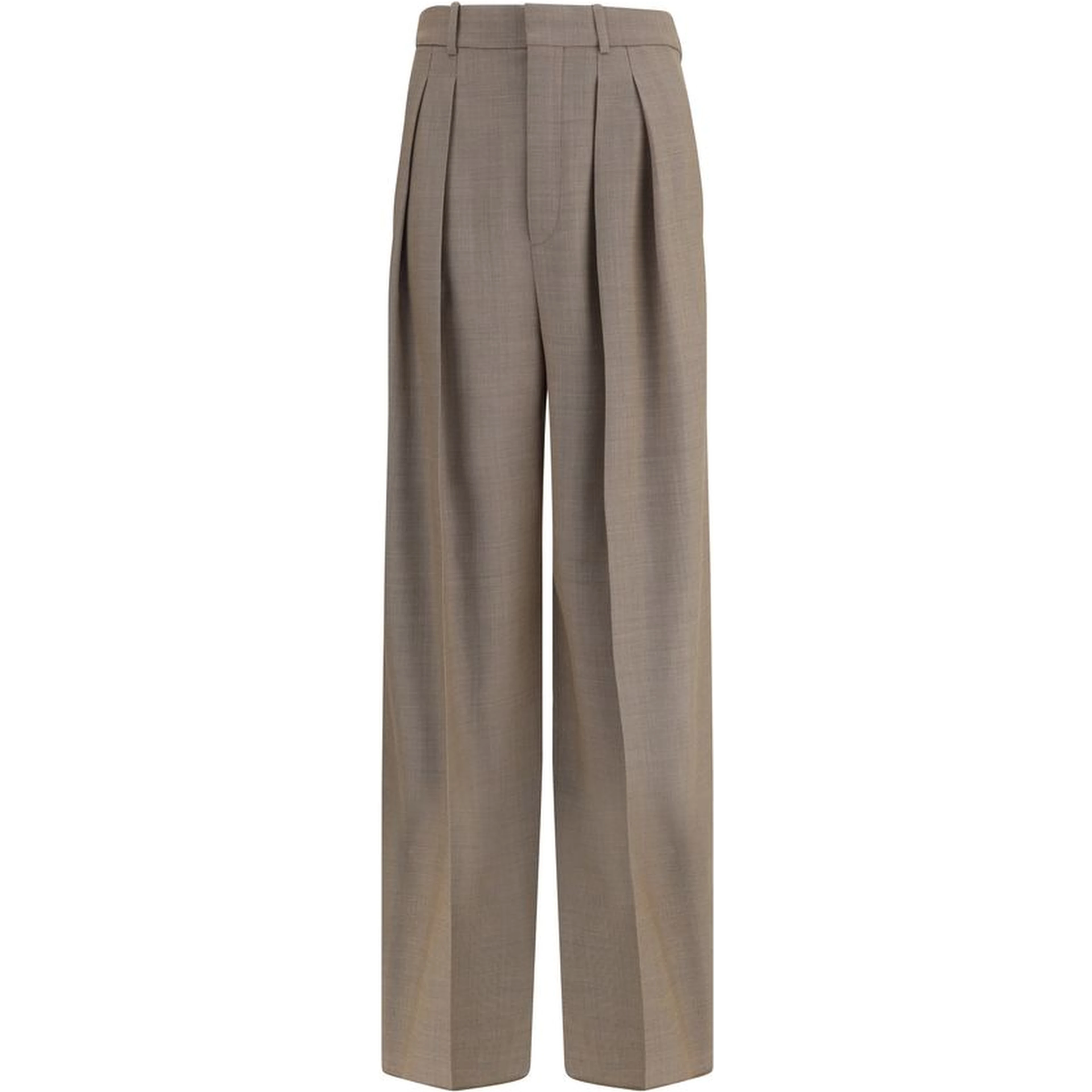 Beige Wool Casual Pants