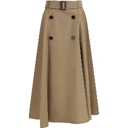 Brown Cotton Midi Skirt