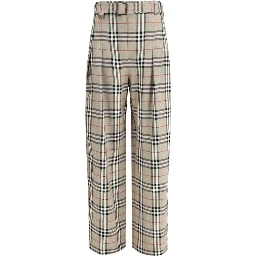 Beige Viscose Casual Pants