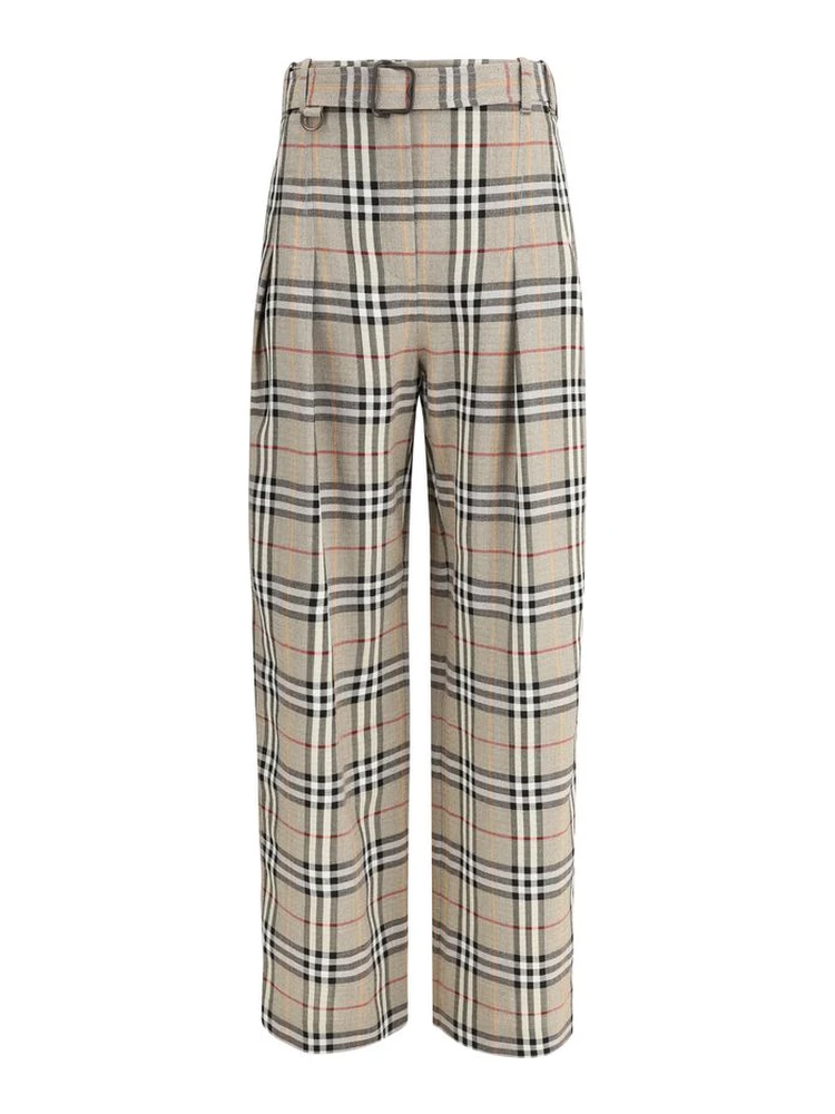 Beige Viscose Casual Pants