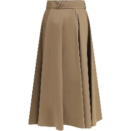 Brown Cotton Midi Skirt