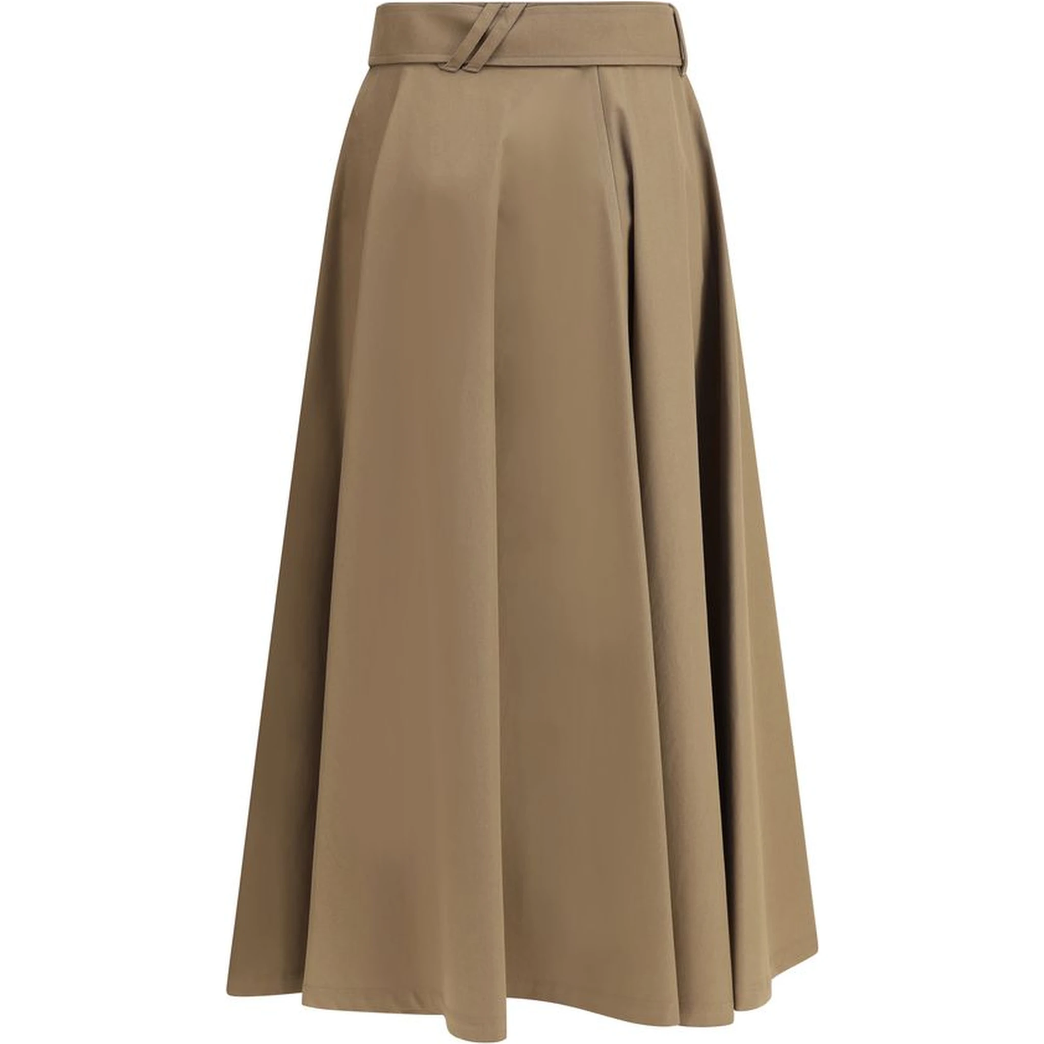 Brown Cotton Midi Skirt