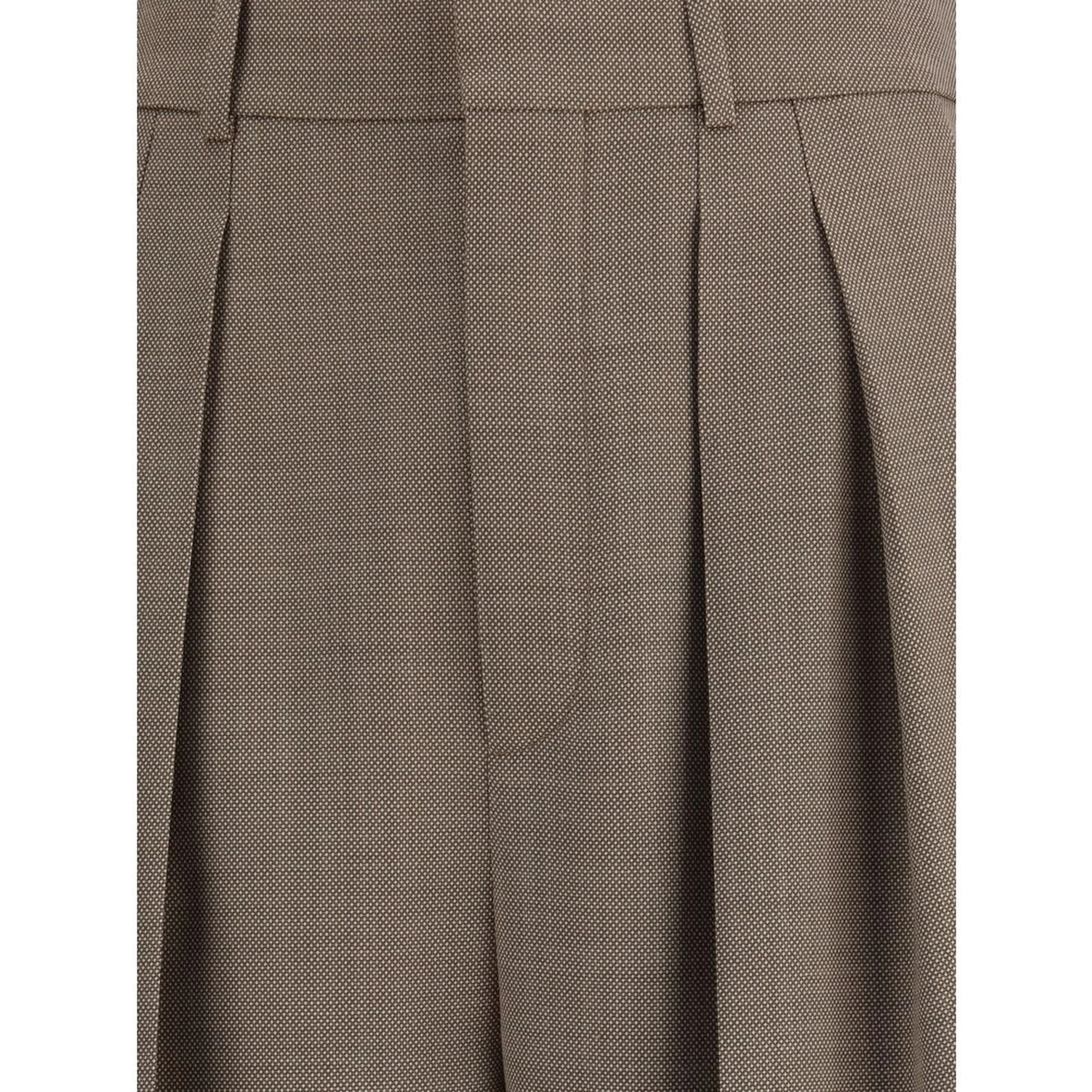Beige Wool Casual Pants