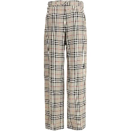 Beige Viscose Casual Pants