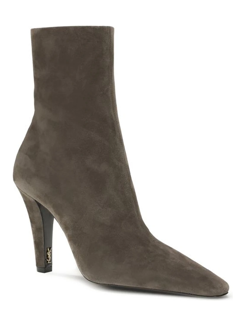 Gray Calf Leather Bos Taurus Ankle Boots