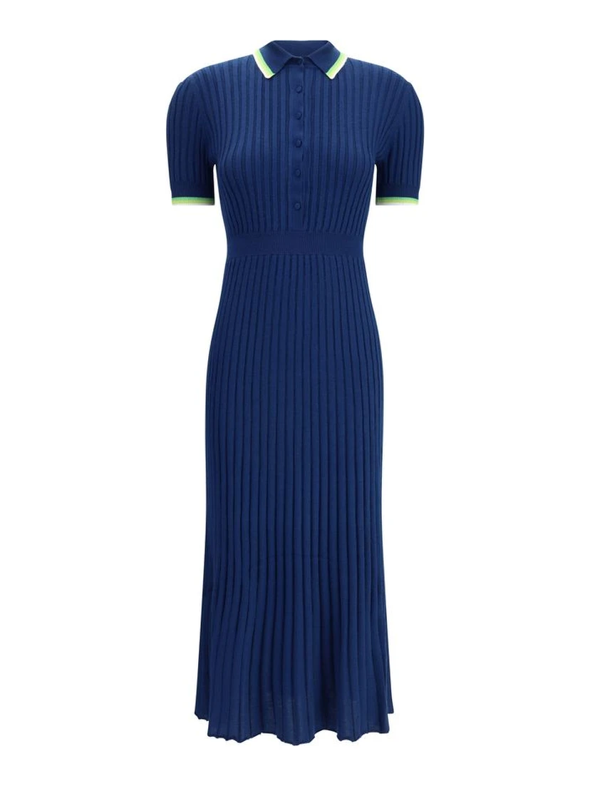 Blue Silk Casual Dress