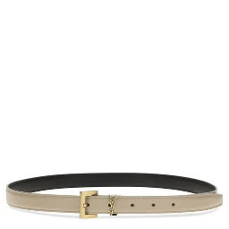 Beige Calf Leather Bos Taurus Thin Belt