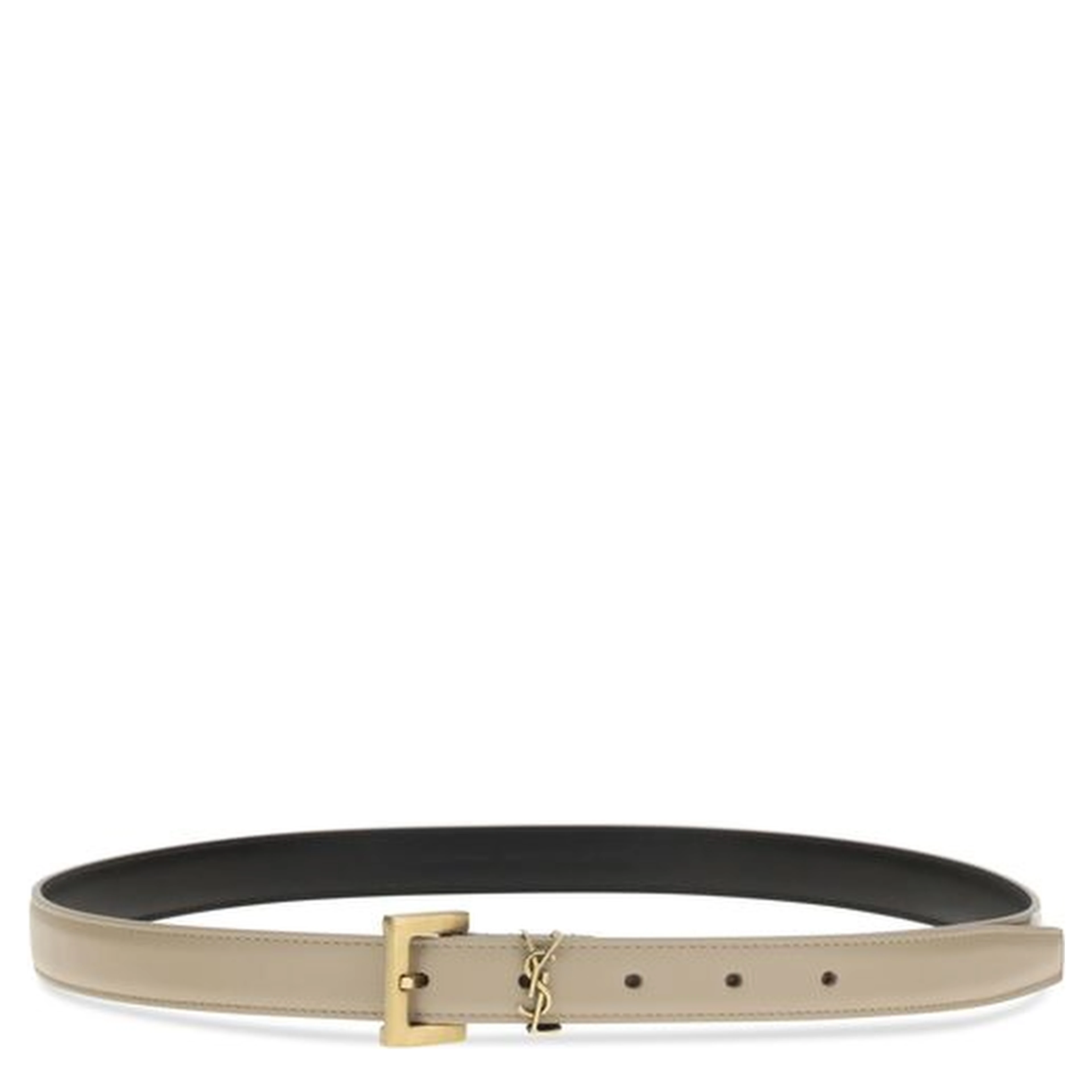 Beige Calf Leather Bos Taurus Thin Belt