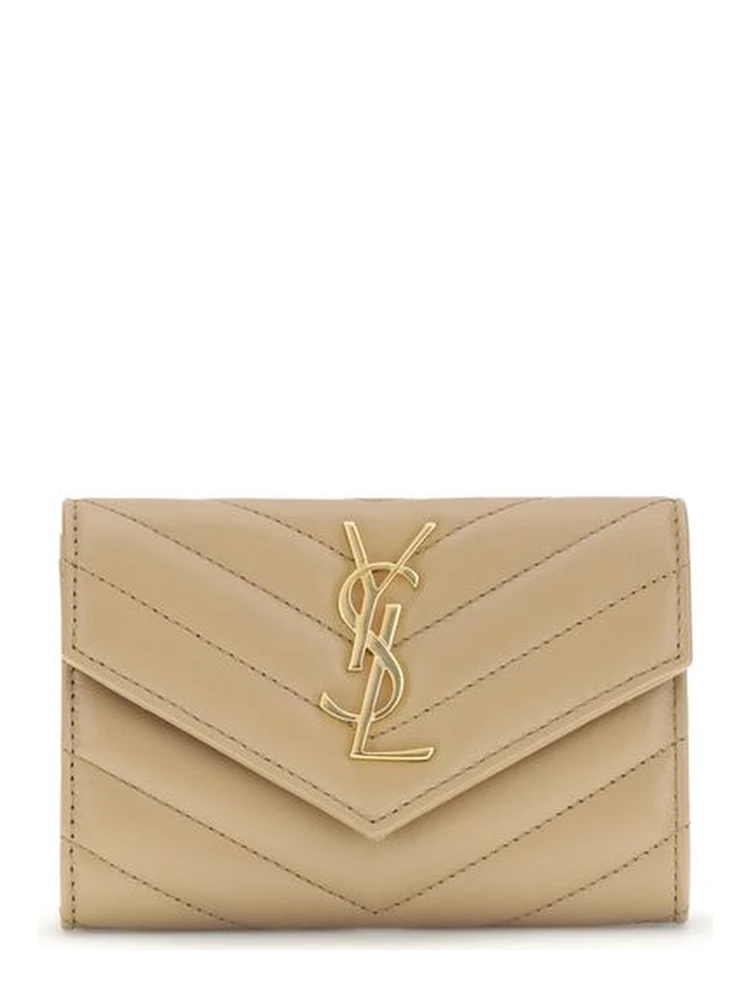 Beige Calf Leather Bos Taurus Wallet