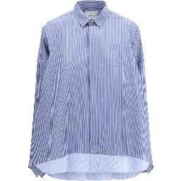 قميص قطني أزرق بنقشة