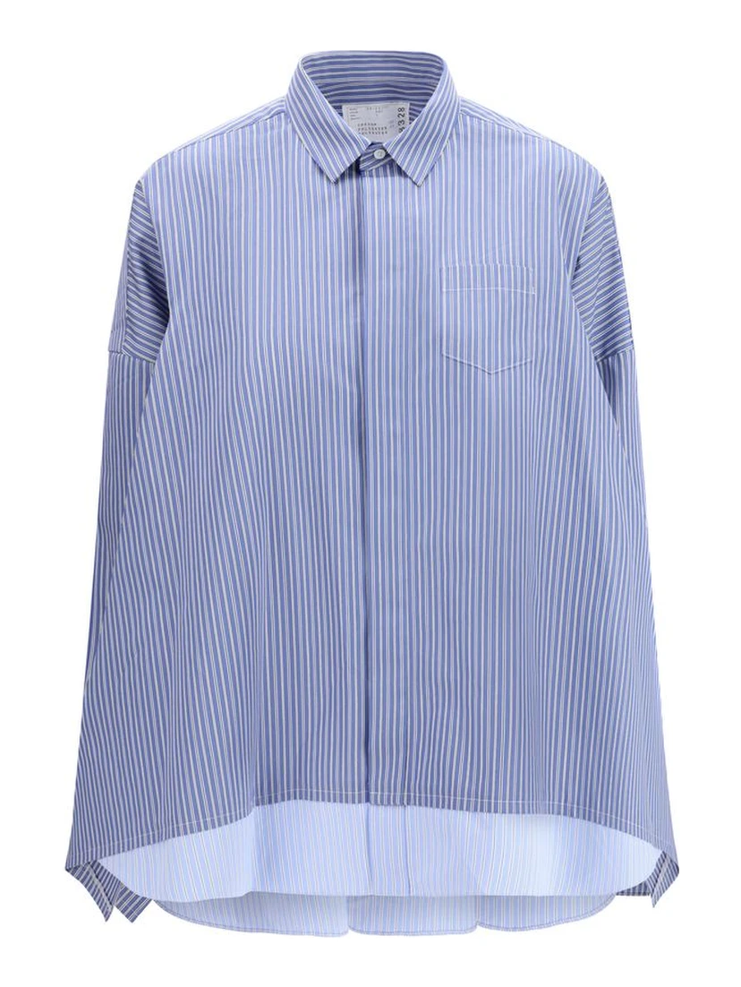 قميص قطني أزرق بنقشة