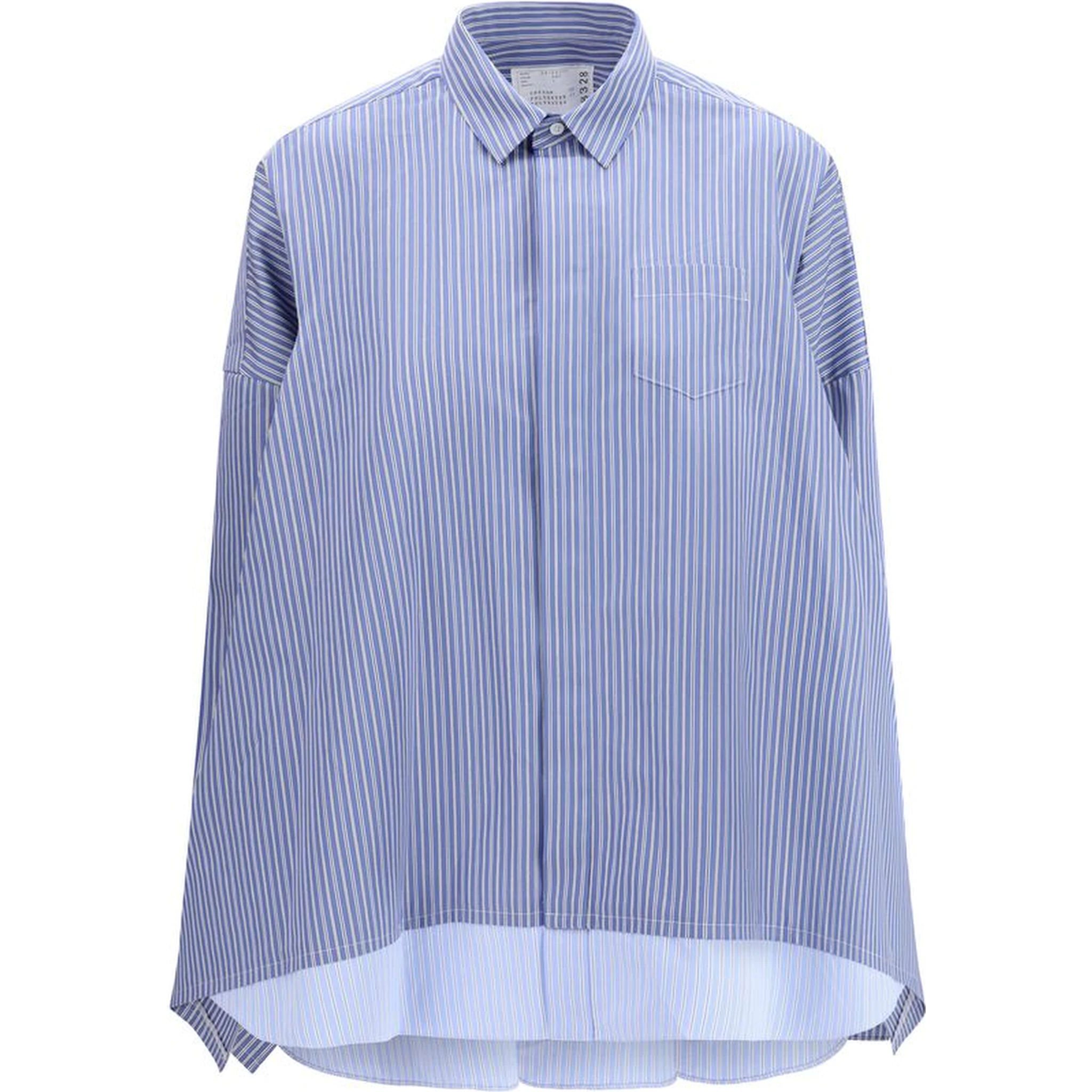 قميص قطني أزرق بنقشة