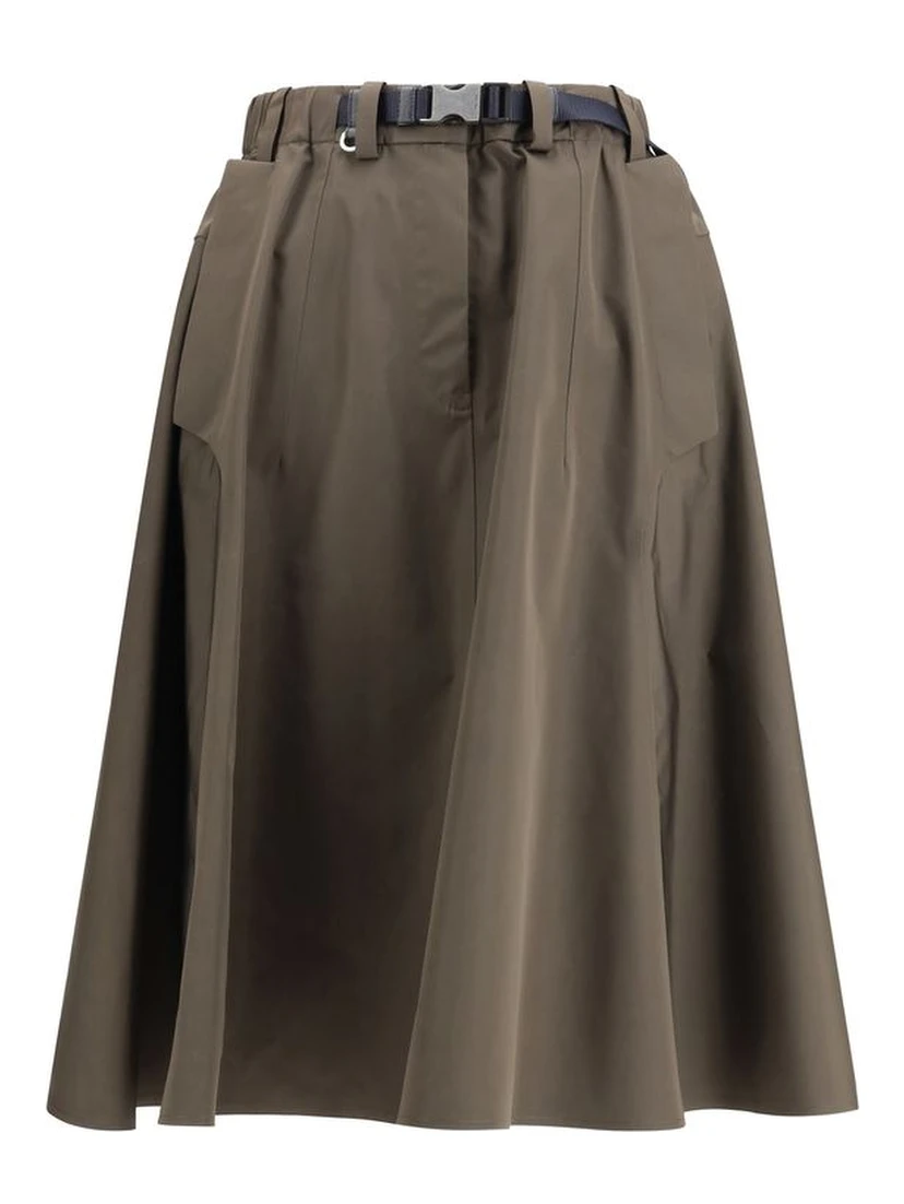 Bicolor Recycled Polyester Midi Skirt