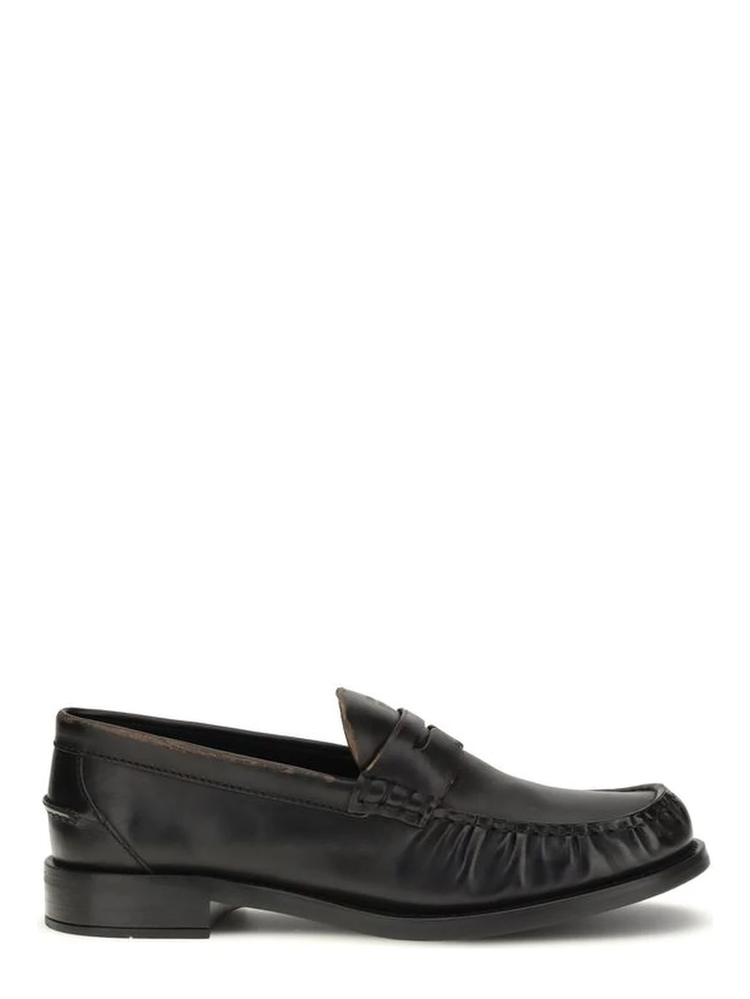 Black Calf Leather Bos Taurus Slip-On Loafers