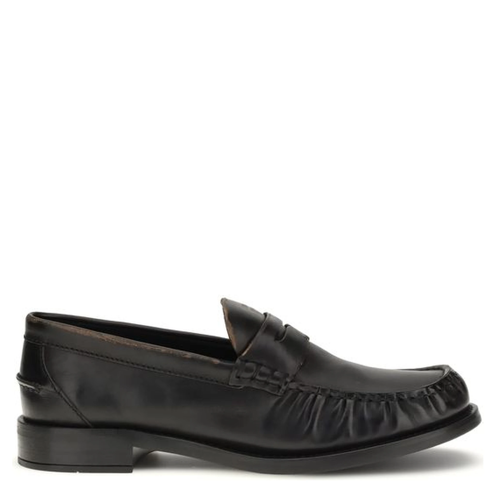 Black Calf Leather Bos Taurus Slip-On Loafers