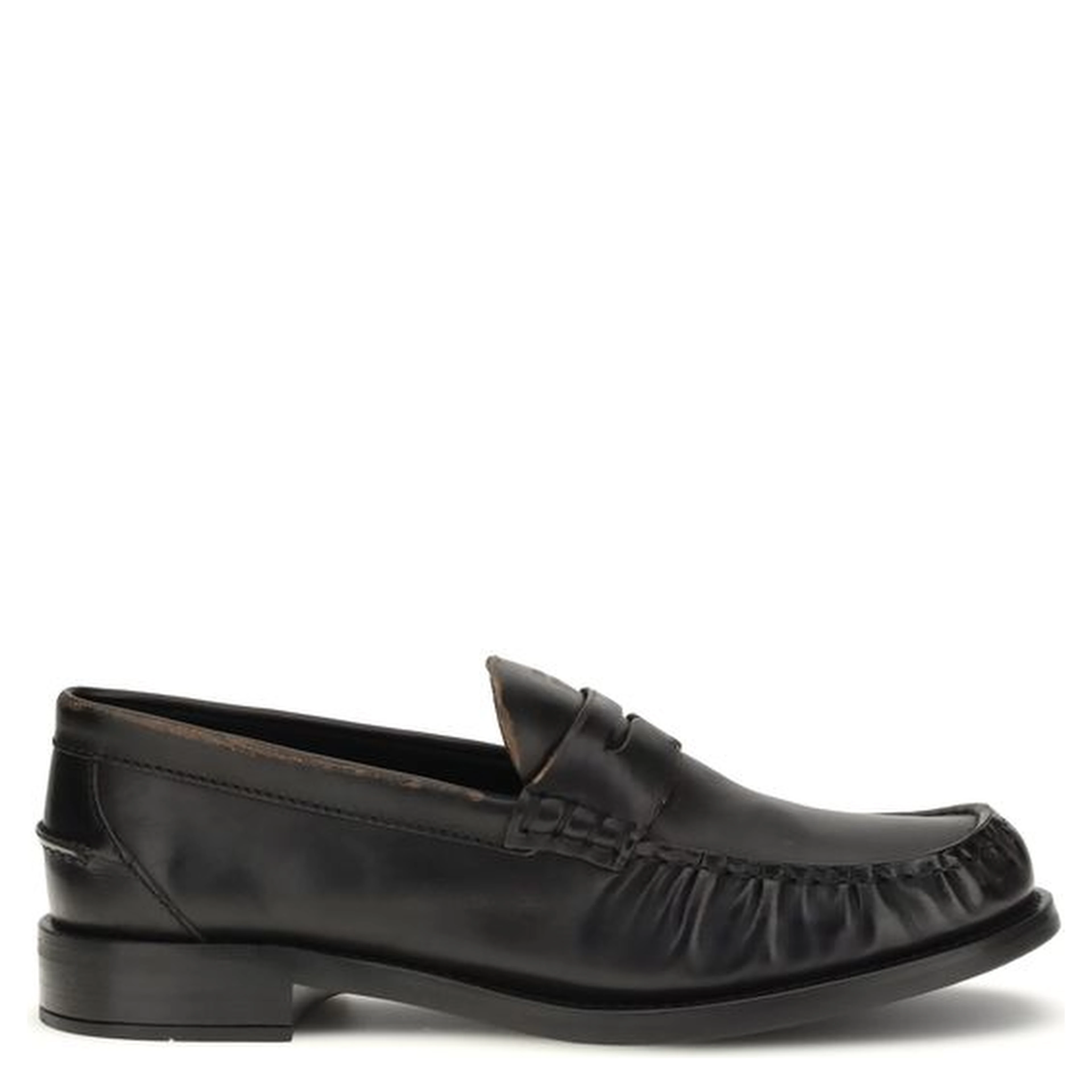 Black Calf Leather Bos Taurus Slip-On Loafers