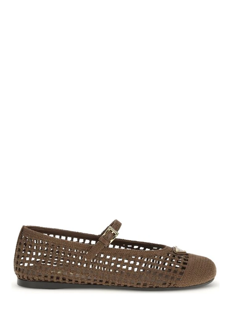 Brown Cotton Ballet Flats
