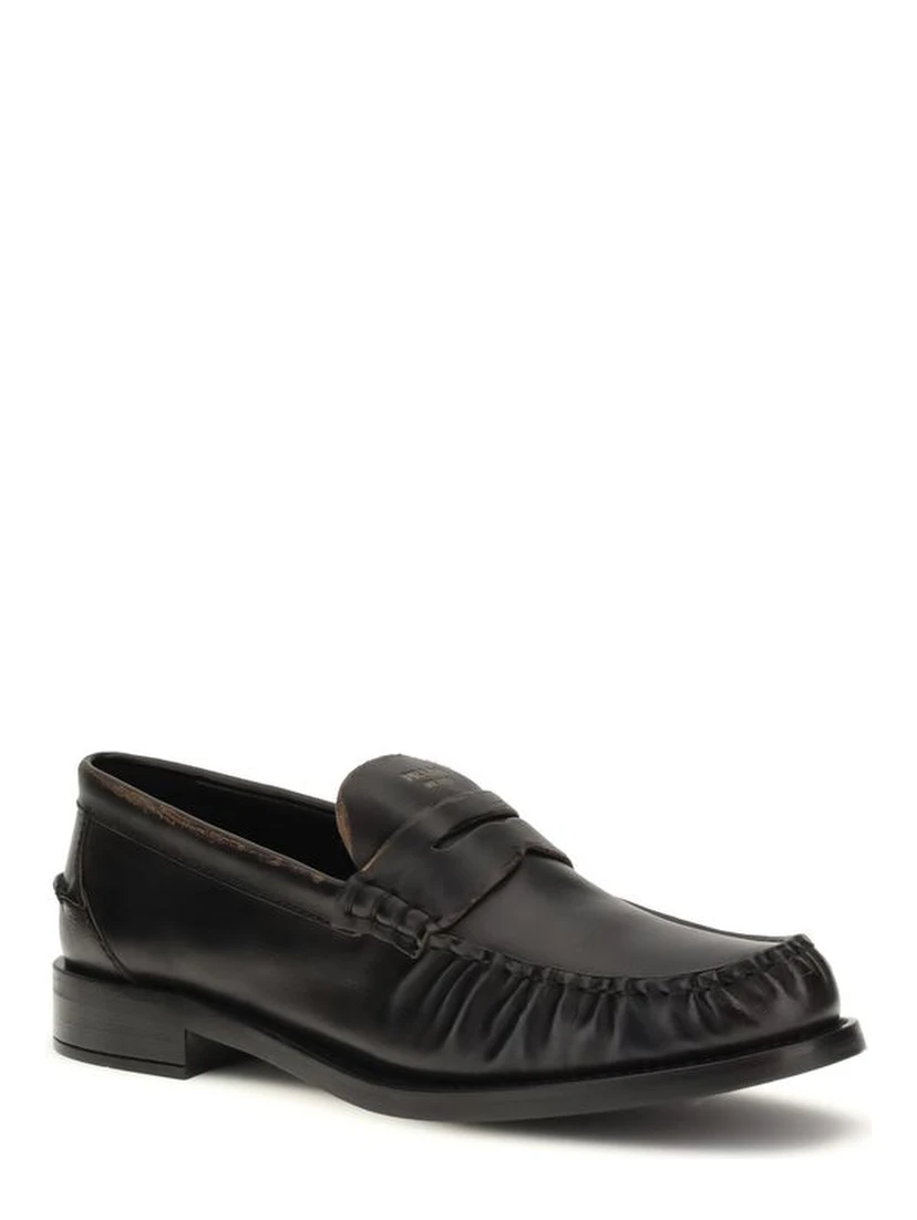 Black Calf Leather Bos Taurus Slip-On Loafers