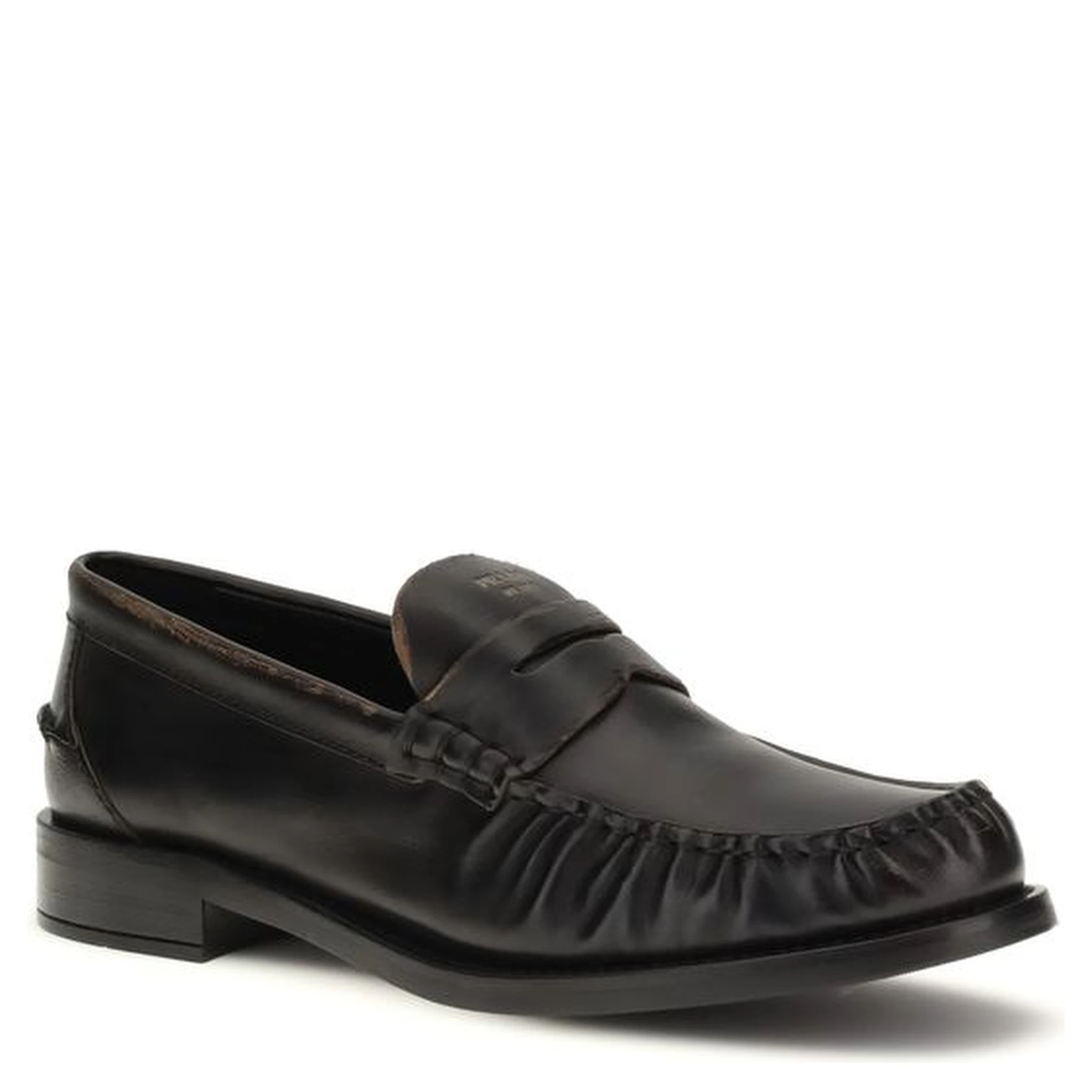 Black Calf Leather Bos Taurus Slip-On Loafers