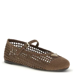 Brown Cotton Ballet Flats