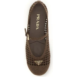 Brown Cotton Ballet Flats