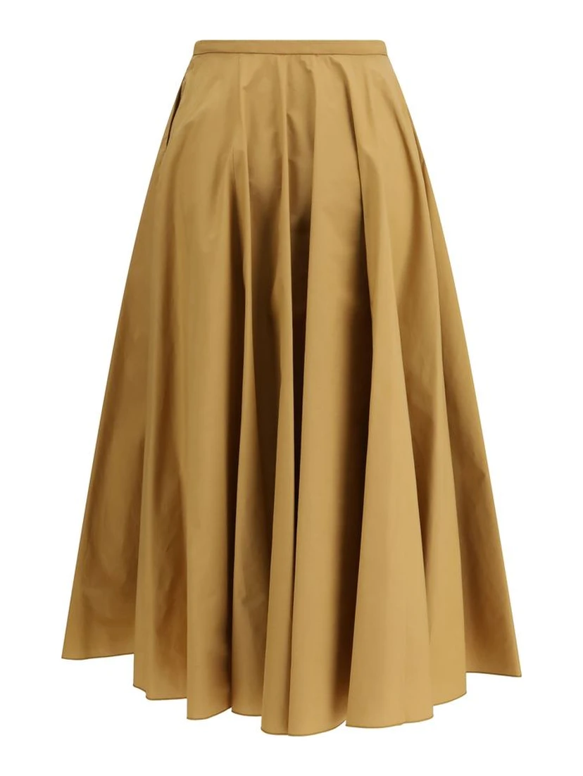 Beige Cotton Long Skirt