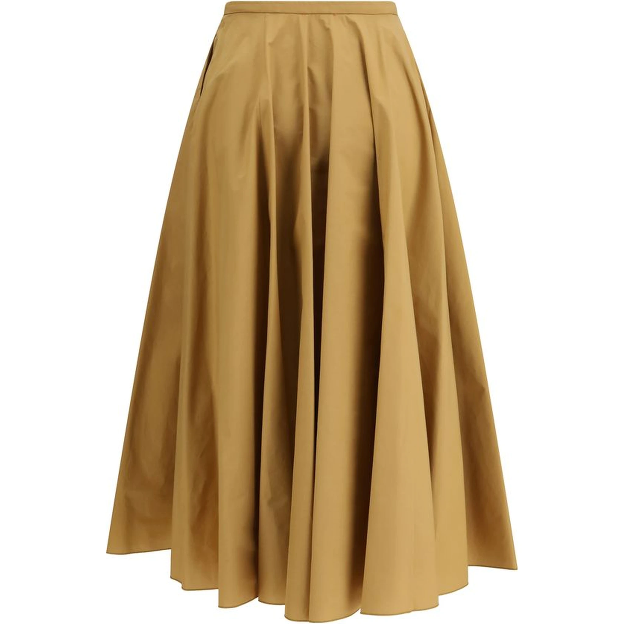 Beige Cotton Long Skirt