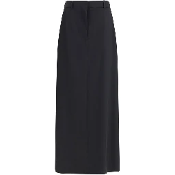 Black Fleece Wool Long Skirt