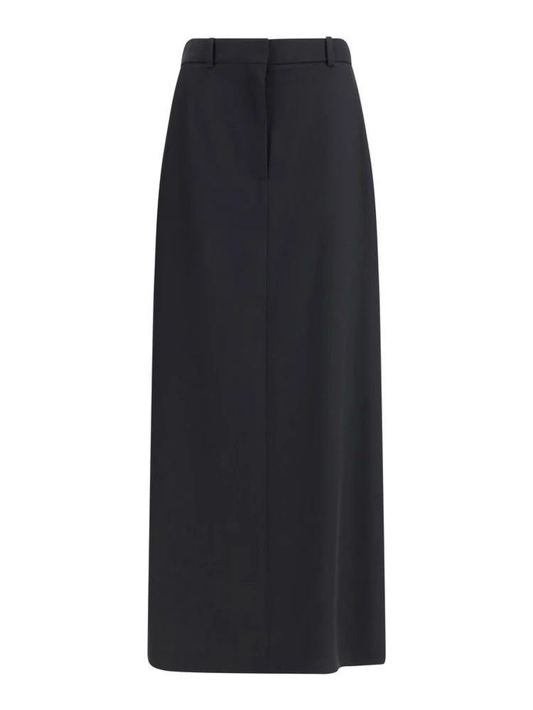 Black Fleece Wool Long Skirt