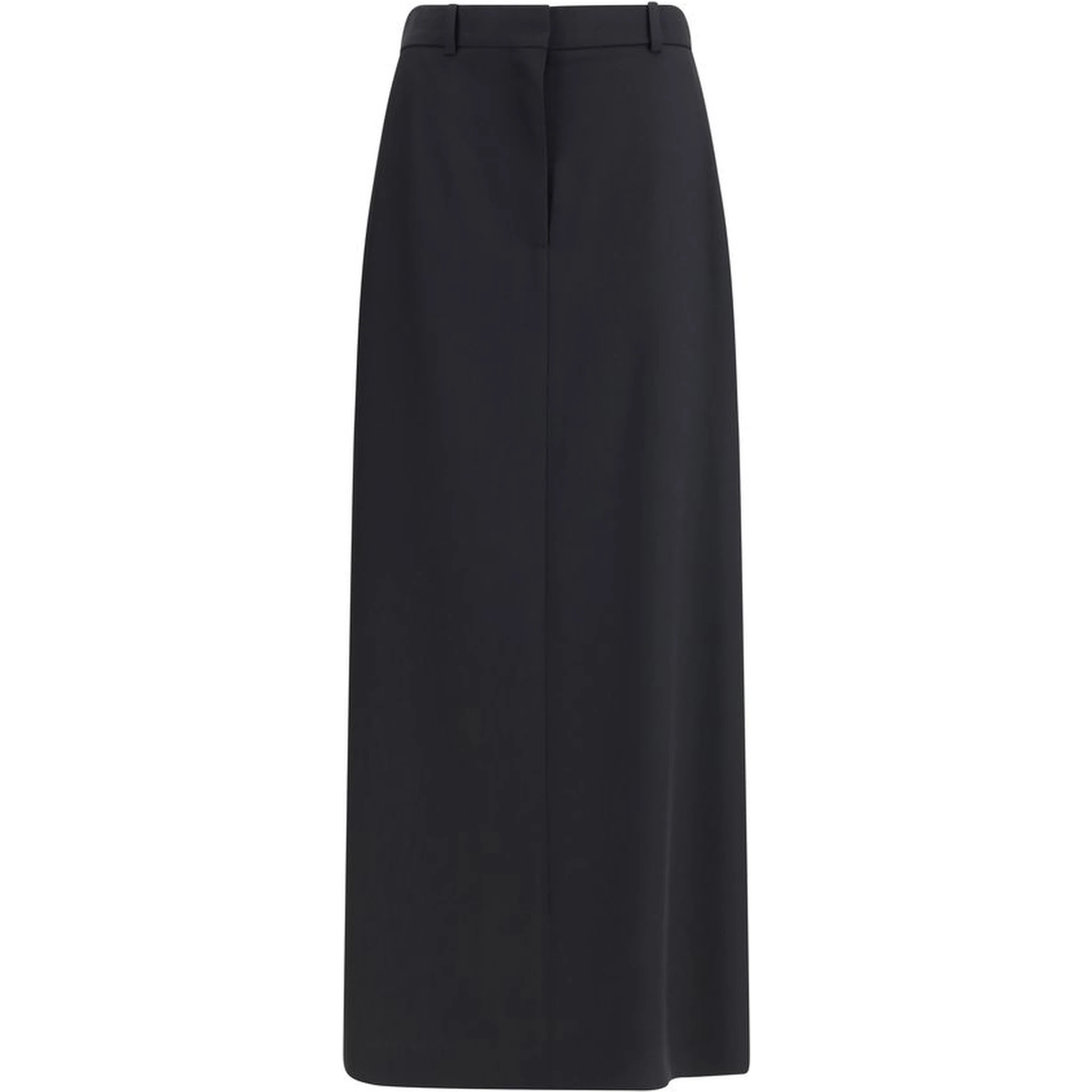 Black Fleece Wool Long Skirt