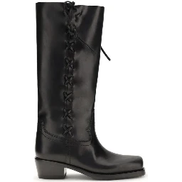 Black Calf Leather Bos Taurus Lace-Up Boots