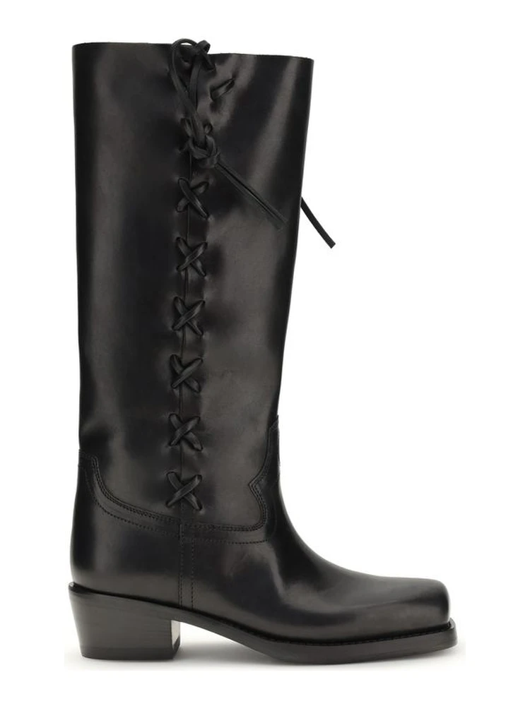 Black Calf Leather Bos Taurus Lace-Up Boots