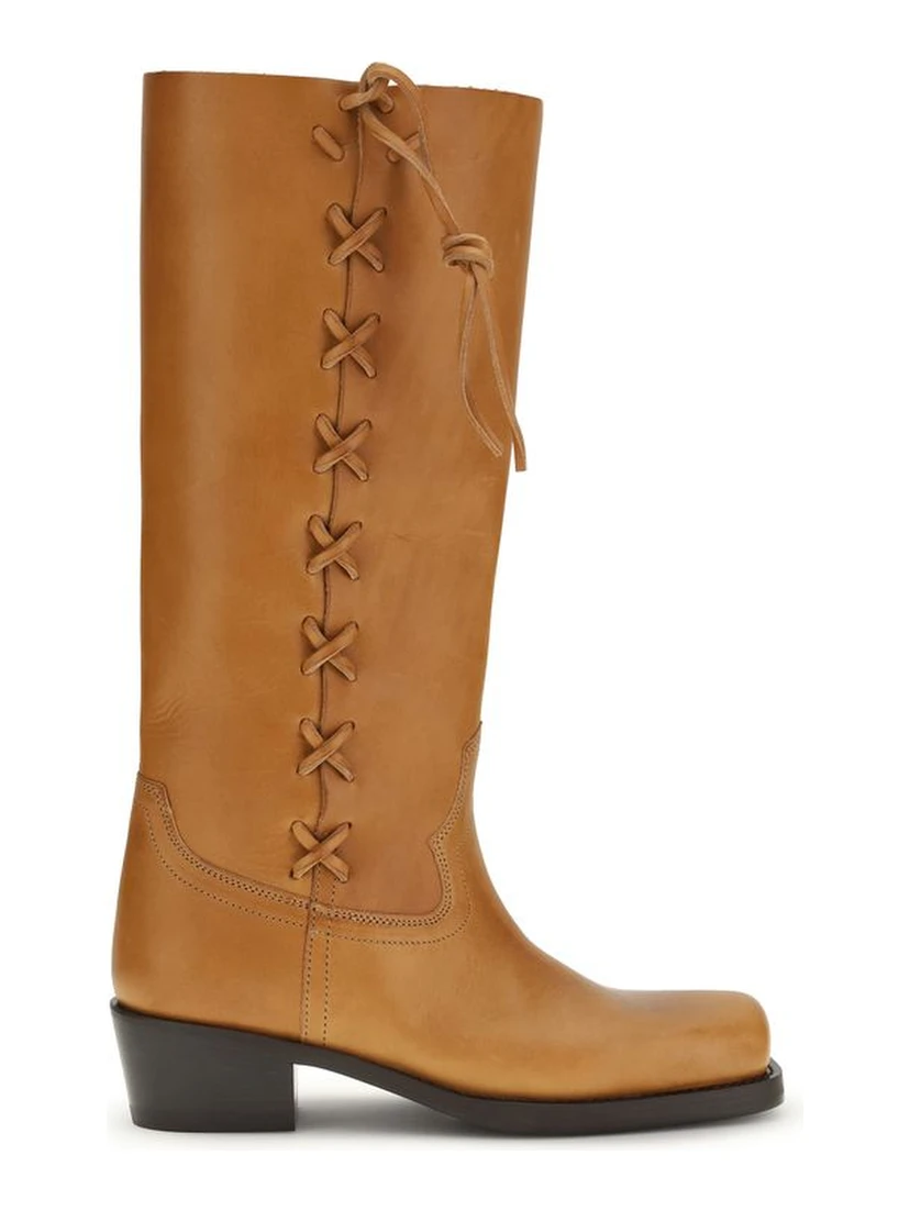 Brown Calf Leather Bos Taurus Lace-Up Boots