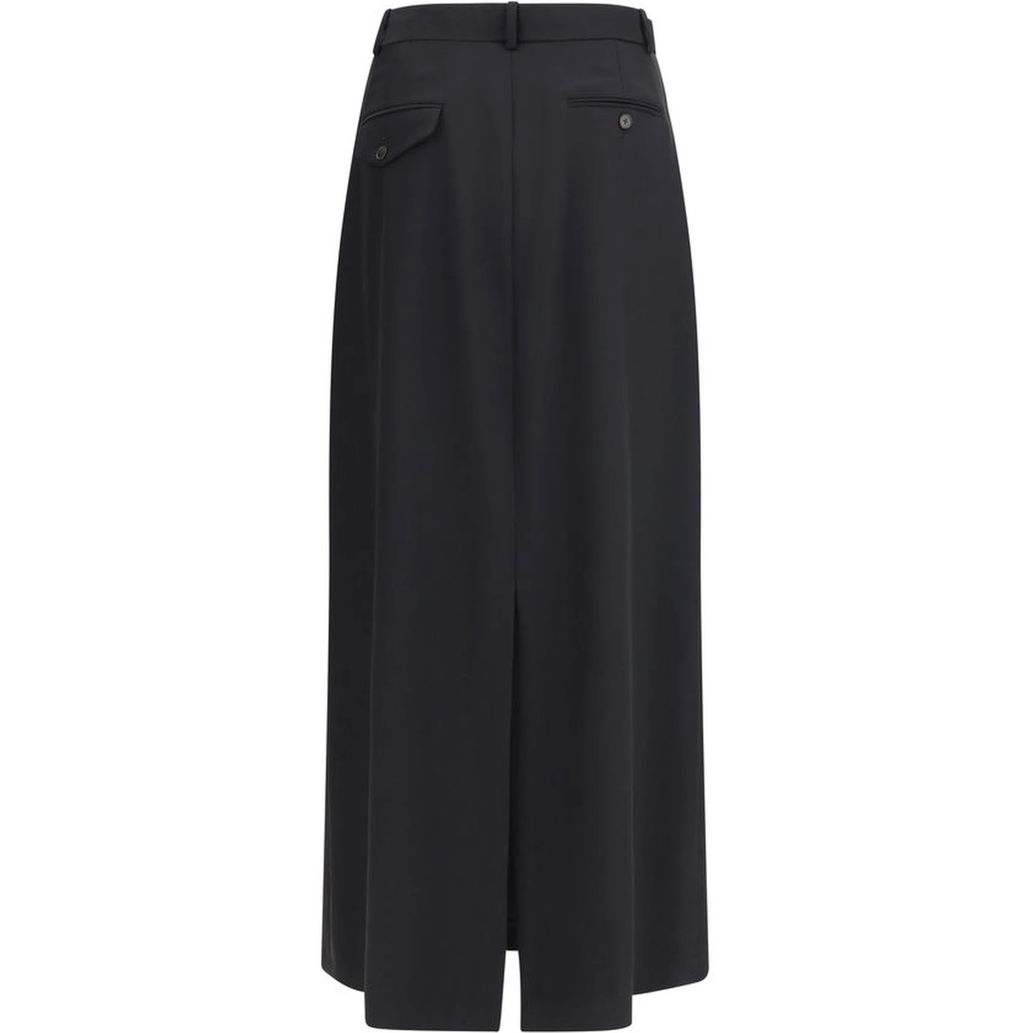 Black Fleece Wool Long Skirt