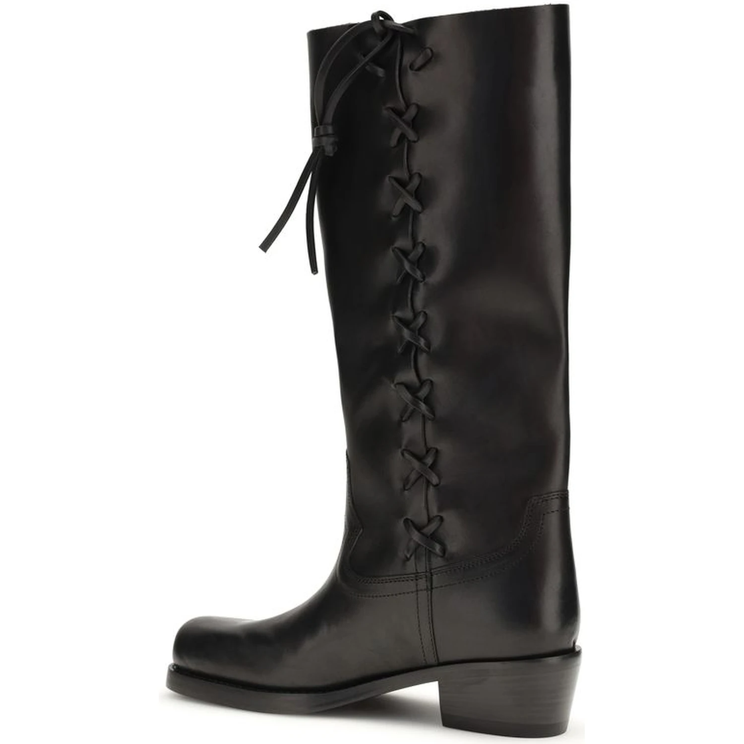 Black Calf Leather Bos Taurus Lace-Up Boots