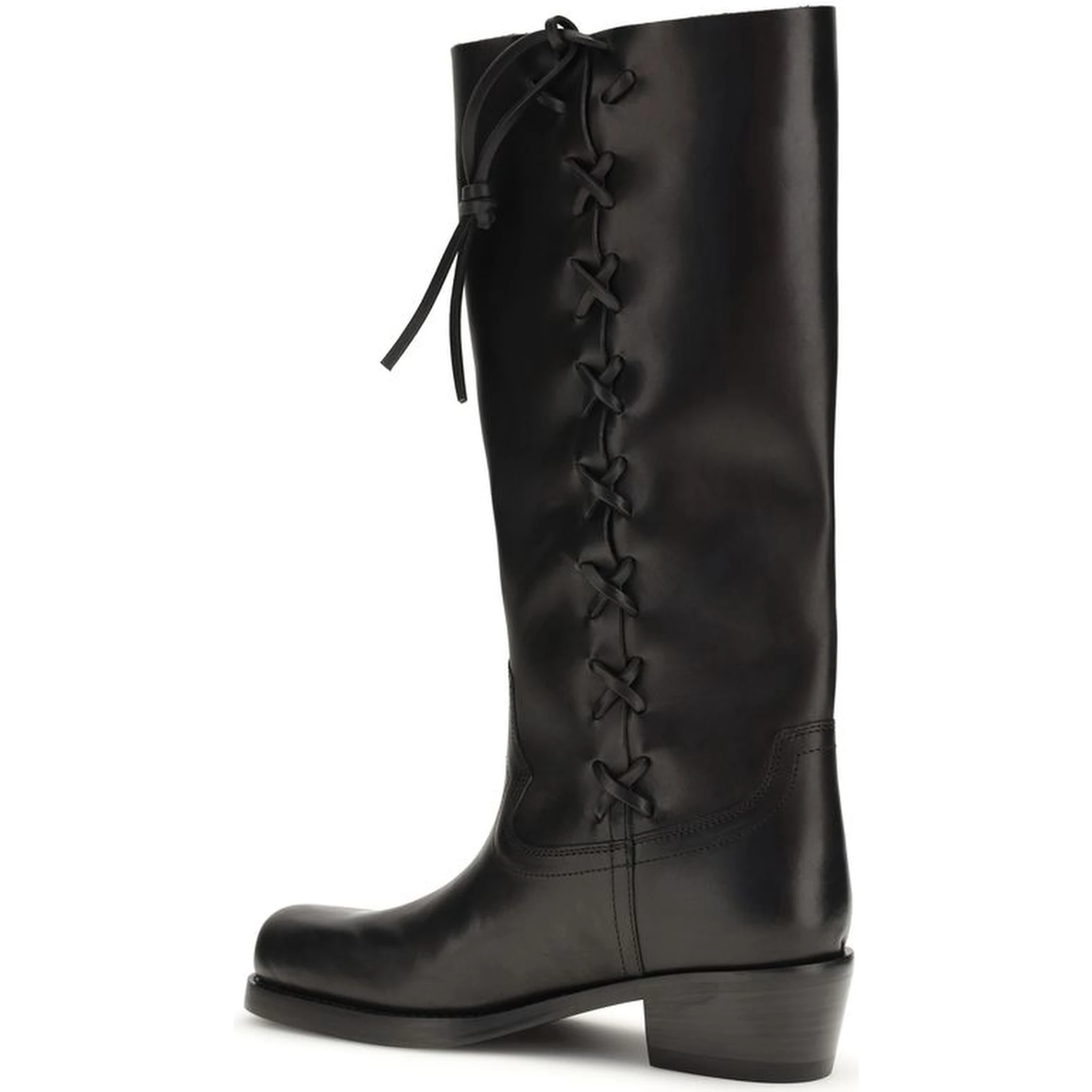 Black Calf Leather Bos Taurus Lace-Up Boots